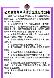 公众聚集场所消防安全责任告知书图片