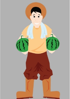 卖西瓜的农夫图片