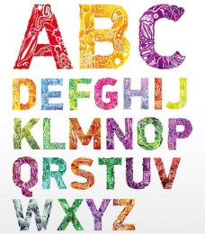 好看字母多彩花纹字母图片