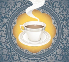 咖啡杯欧式花纹边框图片