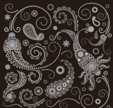 装饰花纹黑白欧式古典花纹花边边框装饰设计素材图片