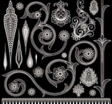 装饰花边黑白欧式古典花纹花边边框装饰设计素材图片