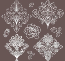 古典纹饰黑白欧式古典花纹花边边框装饰设计素材图片