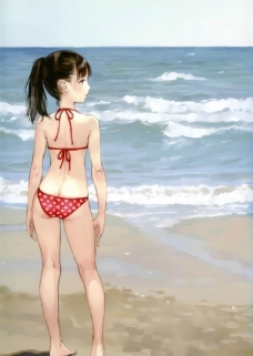 海边的少女图片