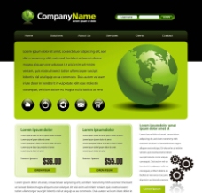 商业科技绿色地球商务科技企业网站网页主页设计矢量图片