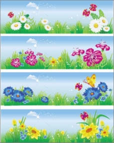 春暖花开漂亮花卉展板设计